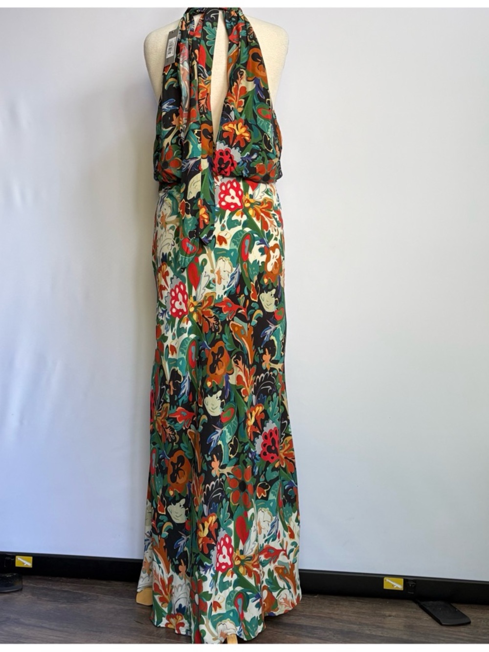 NWT Anthropologie BI-nk Elainne Halter Silky Floral Maxi Dress, XL - Picture 6 of 14